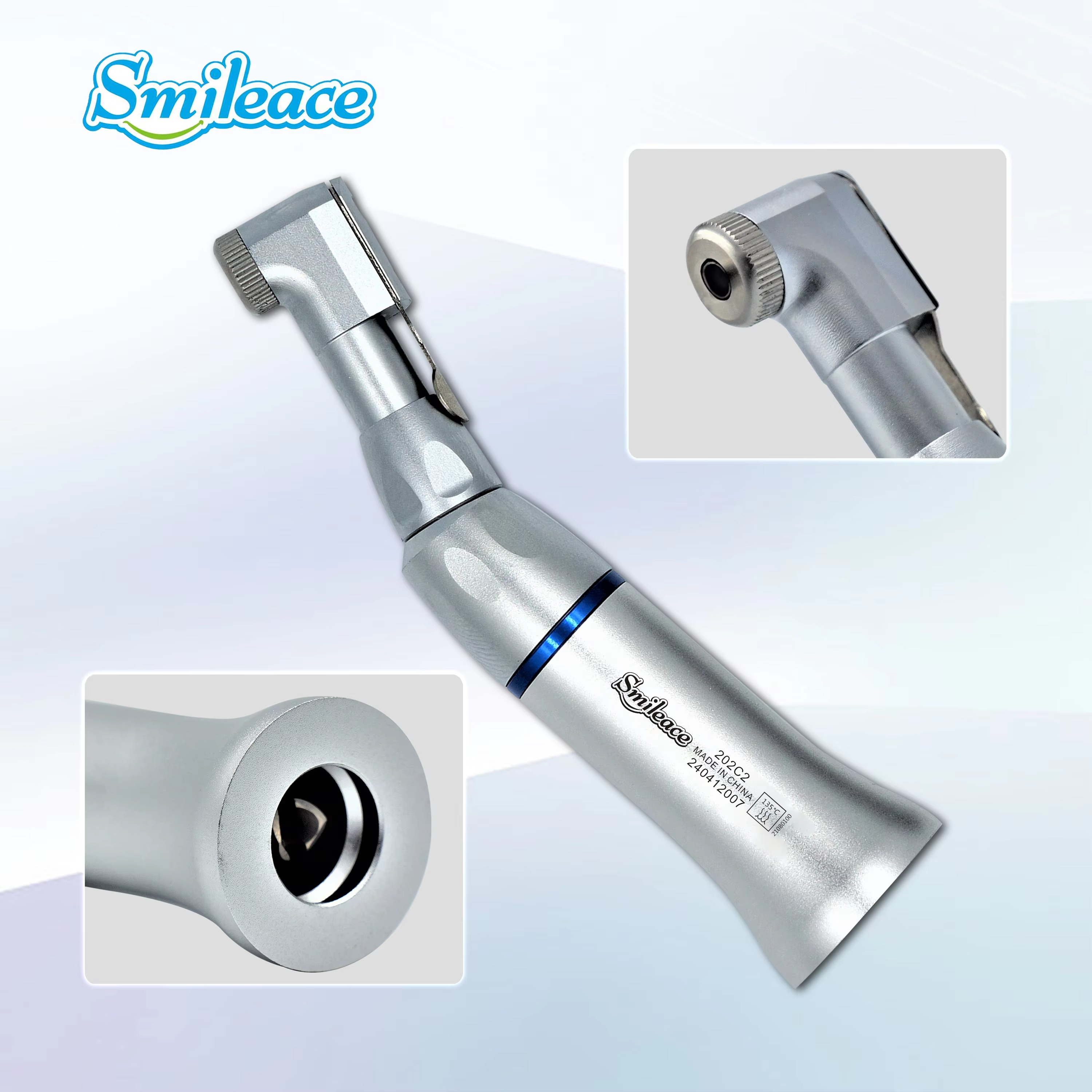 Dental Low Speed Contra Angle Handpiece 20,000rpm Push Button 1:1 Direct Drive Gear Ratio Apply for CA Burs ø2.35mm