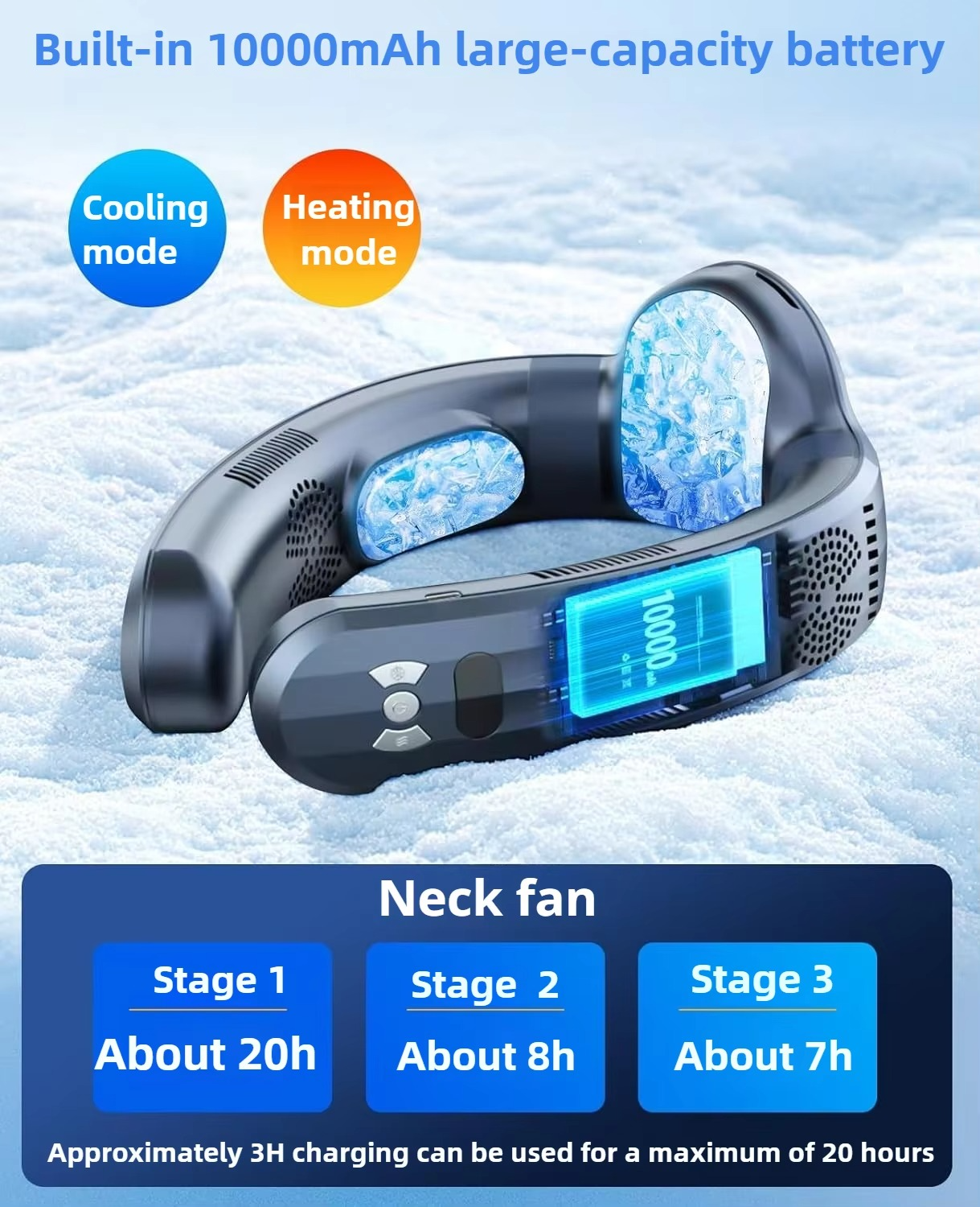 semiconductor refrigeration neck air conditioner hot and cold dual-purpose intelligent technology digital display bladeless fan
