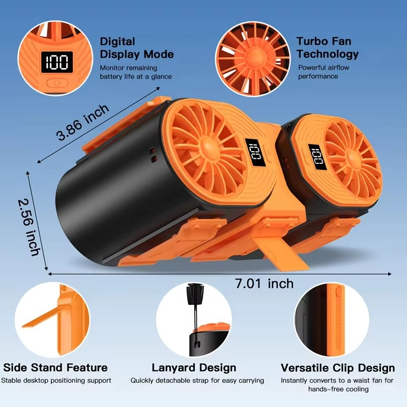 Xiaomi Dual Motors Belt Clip 20000RPM Rechargeable Waist Neck Fan 10000mAh 선풍기 portable air conditioner ventilador portátil
