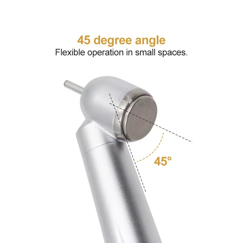Dental 45 Degree LED High Speed Handpiece E-generator Integrated Push Button Handpiece Single Water Spray With LED Light