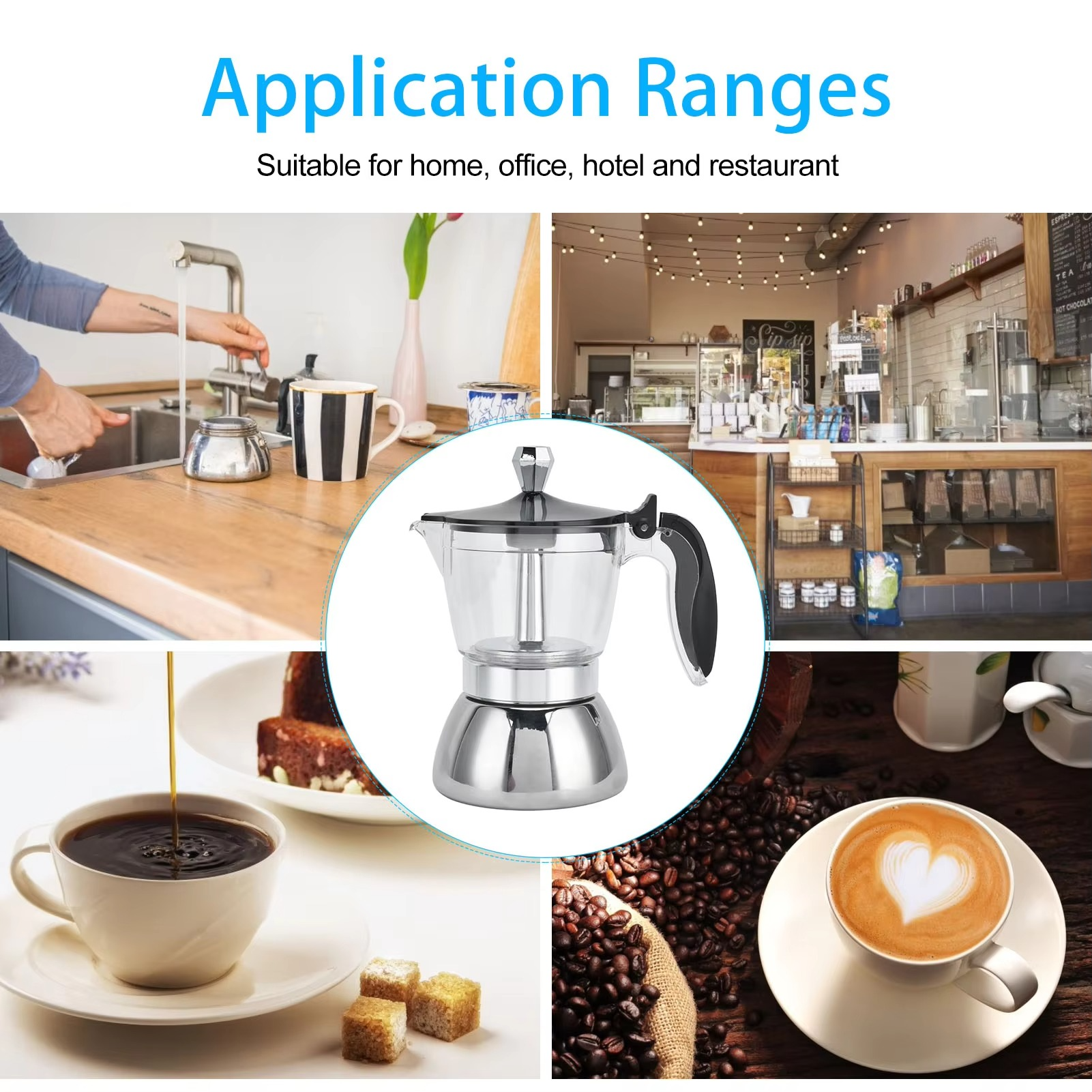 220V Coffee Make 500ml Stainless Steel Separated Italian Mocha Pot