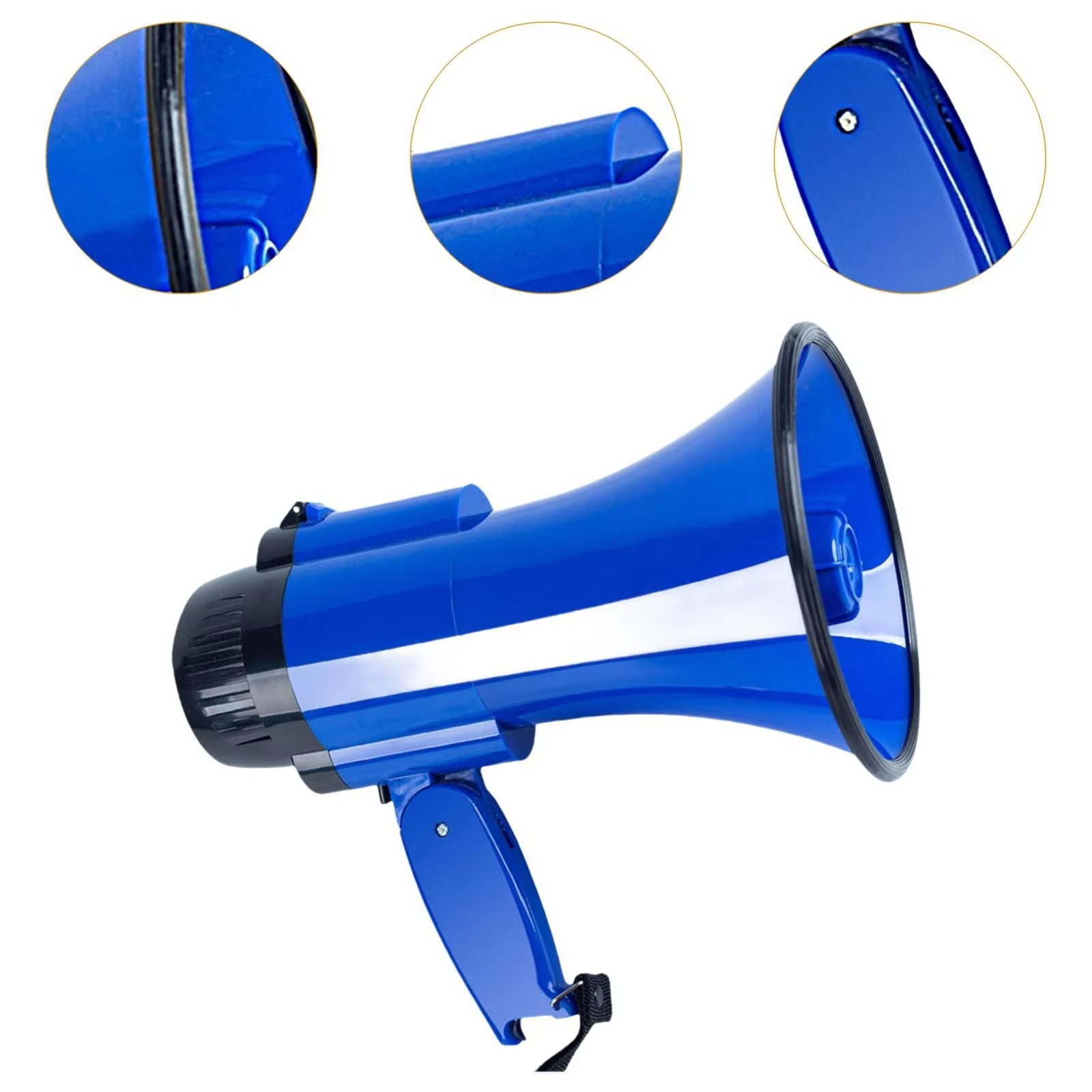 Megaphone Sturdy with 240S Recording Foldable Handle Lightweight 500M Distance Cheering Gifts with Siren 30W for Outdoors Rescue