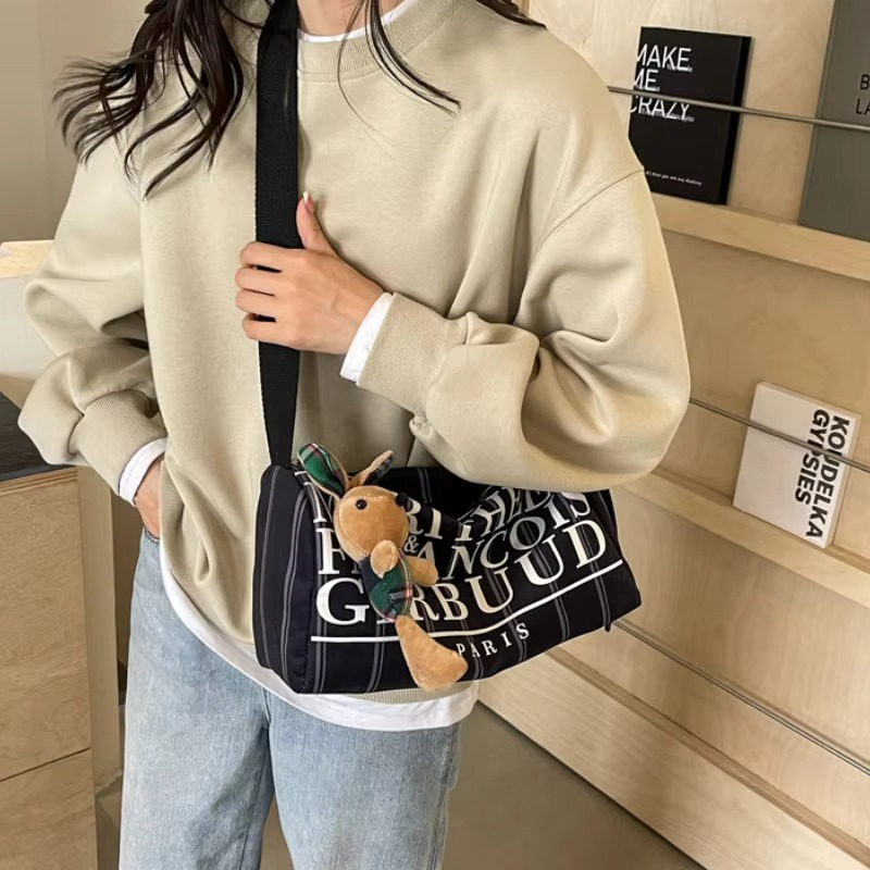 Casual Print Crossbody Bag, High Capacity, Adjustable Shoulder Strap, Zipper Closure, Pillow Bag For Commuting