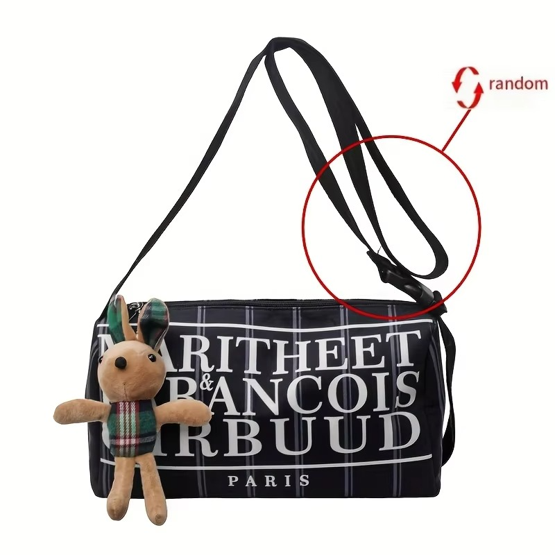 Casual Print Crossbody Bag, High Capacity, Adjustable Shoulder Strap, Zipper Closure, Pillow Bag For Commuting