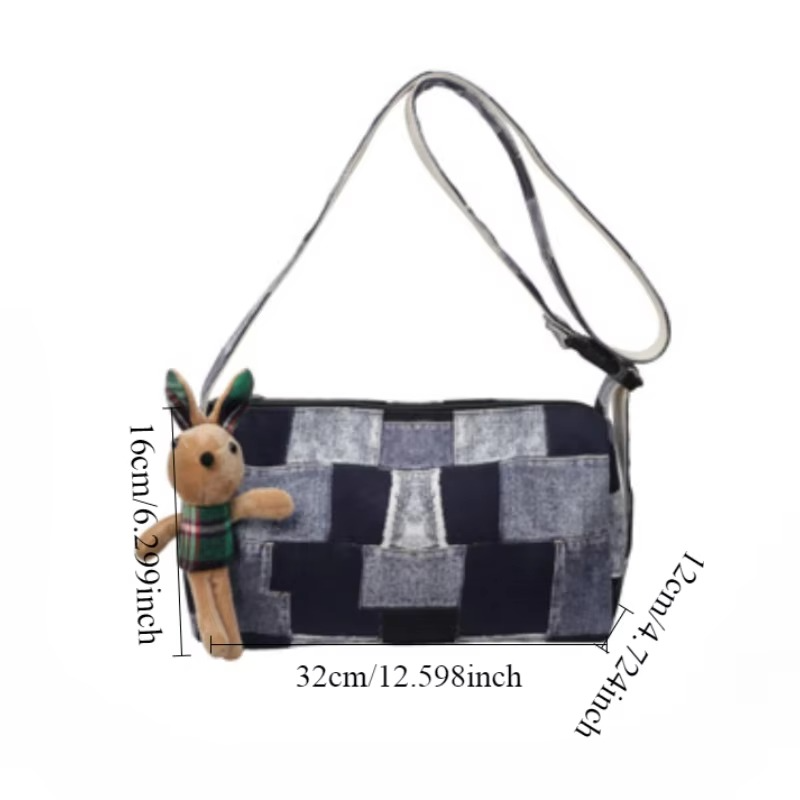 Casual Print Crossbody Bag, High Capacity, Adjustable Shoulder Strap, Zipper Closure, Pillow Bag For Commuting