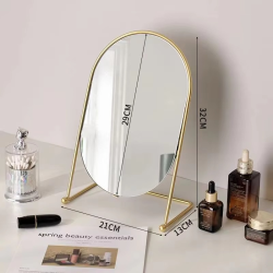 Rotating Oval Makeup Mirrow Metal Standing Mirror Bathroom Desk Standing Korean Hairdressing Mirror Mural House Bedroom Decor