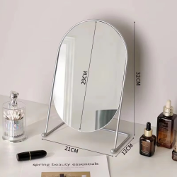 Rotating Oval Makeup Mirrow Metal Standing Mirror Bathroom Desk Standing Korean Hairdressing Mirror Mural House Bedroom Decor