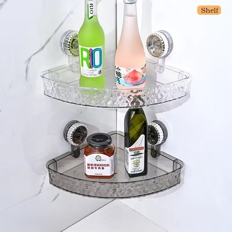 Non Perforated Suction Cup Bathroom Triangle Storage Rack Wall Mounted Toilet Vanity Corner Storage Rack Practical Towel Holder