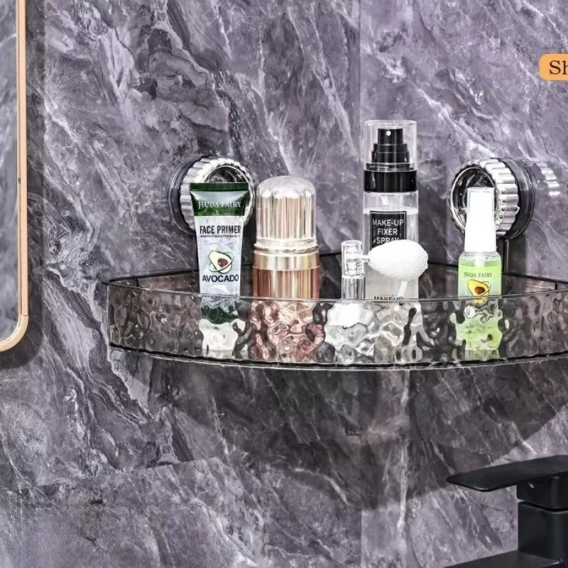 Non Perforated Suction Cup Bathroom Triangle Storage Rack Wall Mounted Toilet Vanity Corner Storage Rack Practical Towel Holder