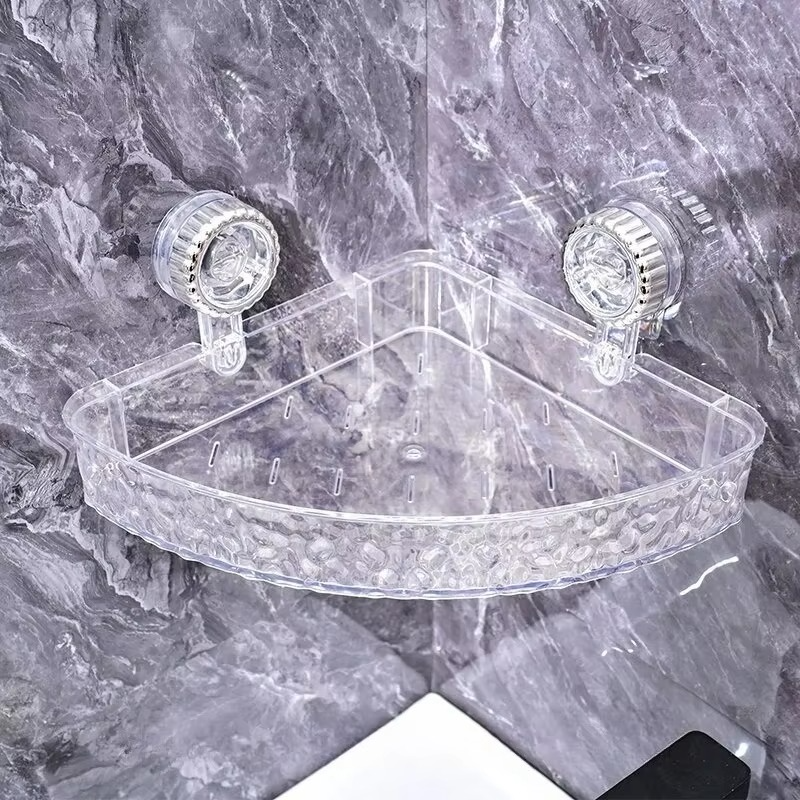 Non Perforated Suction Cup Bathroom Triangle Storage Rack Wall Mounted Toilet Vanity Corner Storage Rack Practical Towel Holder