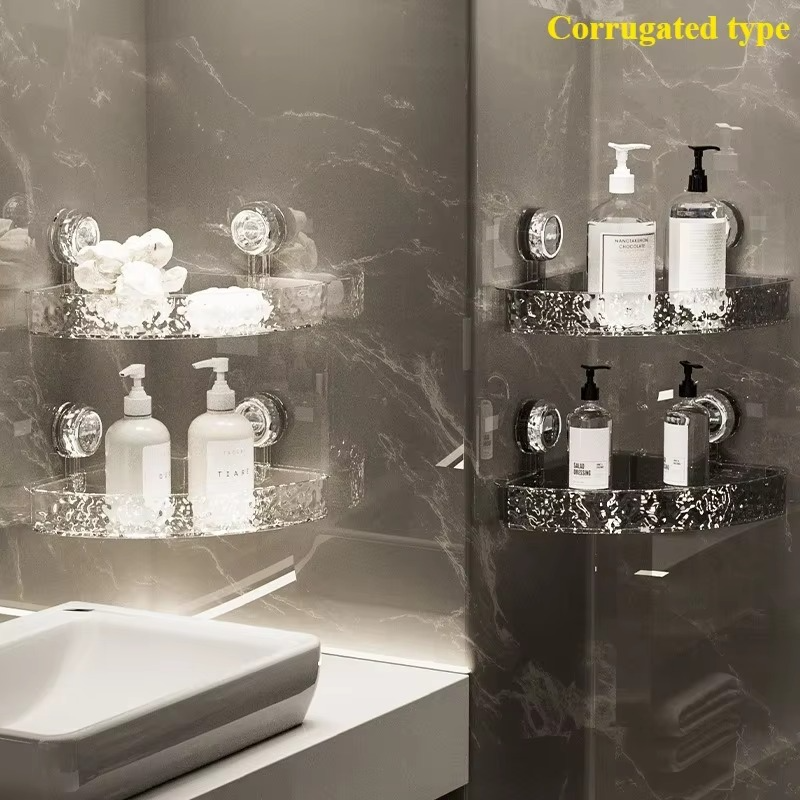 Non Perforated Suction Cup Bathroom Triangle Storage Rack Wall Mounted Toilet Vanity Corner Storage Rack Practical Towel Holder