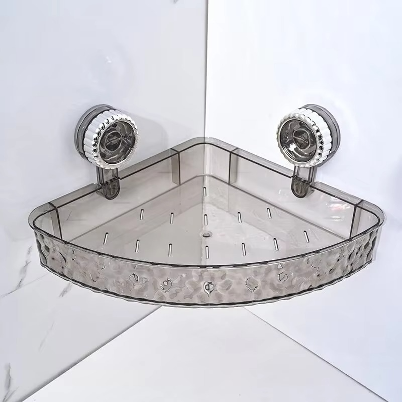 Non Perforated Suction Cup Bathroom Triangle Storage Rack Wall Mounted Toilet Vanity Corner Storage Rack Practical Towel Holder