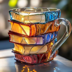 New hot selling Painted Book Mug, painted book cup, mug, coffee cup, resin handicraft ornament