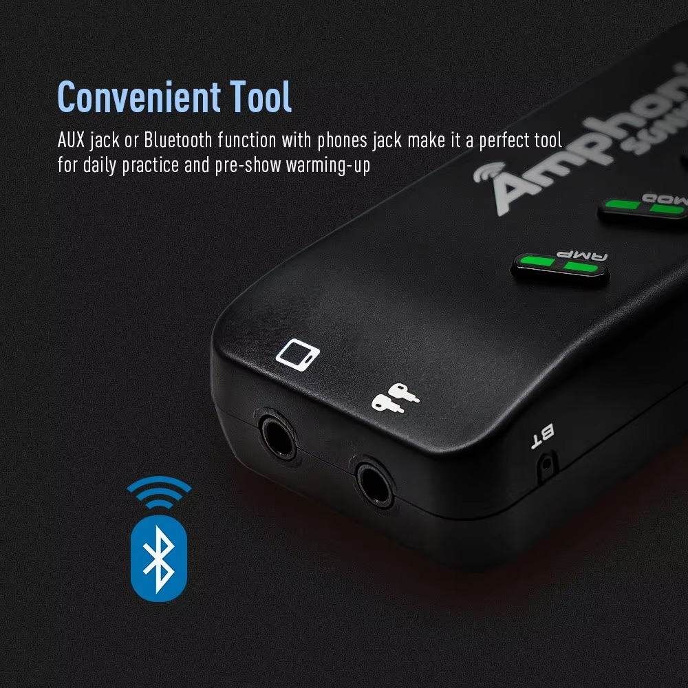 SONICAKE Bluetooth Headphone Guitar Amplifier Plug-In USB Chargable Portable Pocket Carry-On Bedroom Multi-Effects QAP-10