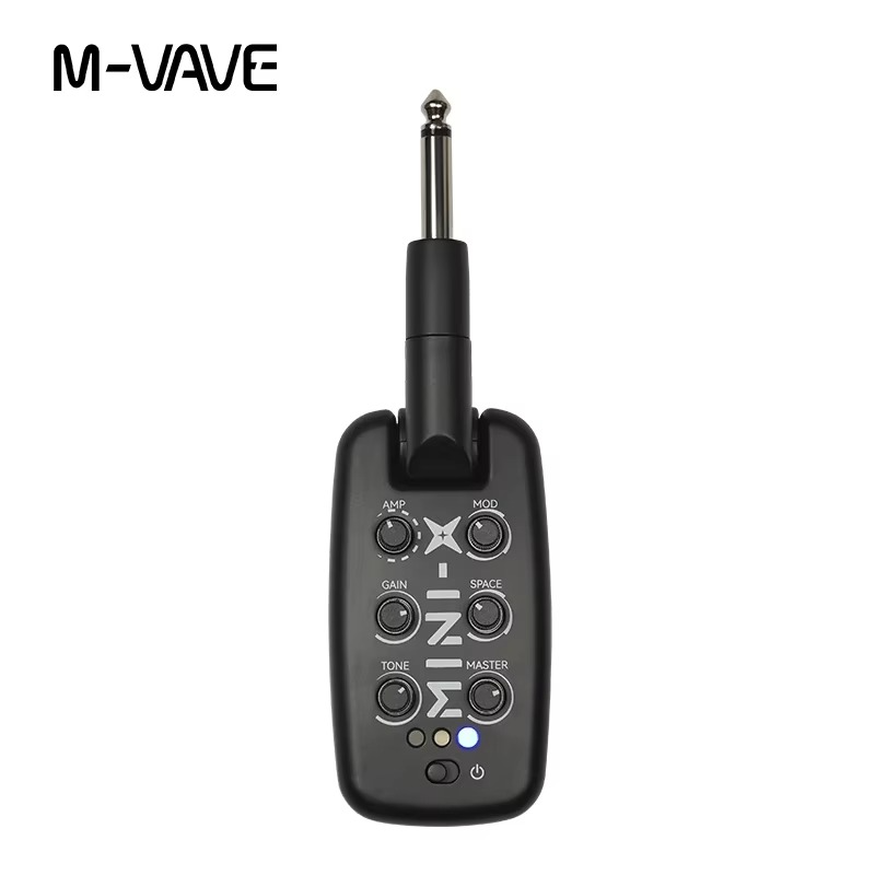 M-VAVE MINI-X Headphone Amplifier Guitar Bass Effects Portable Rechargeable Plug-In Amp Built-in 9 Different Amplifier Tones