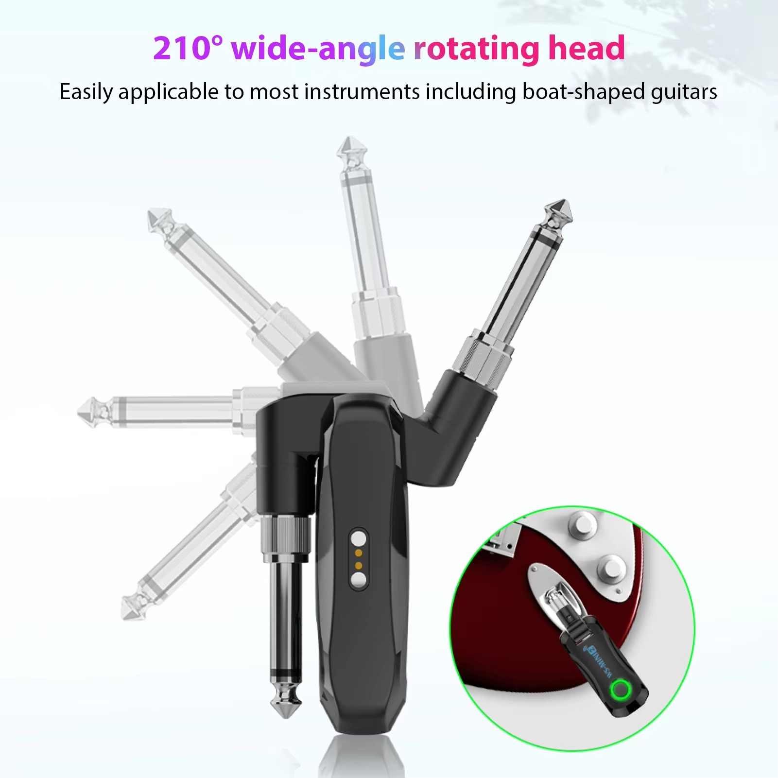 2.4G Wireless Guitar System Rechargeable Portable Transmitter Receiver Set with Charging Compartment Audio System for Electric