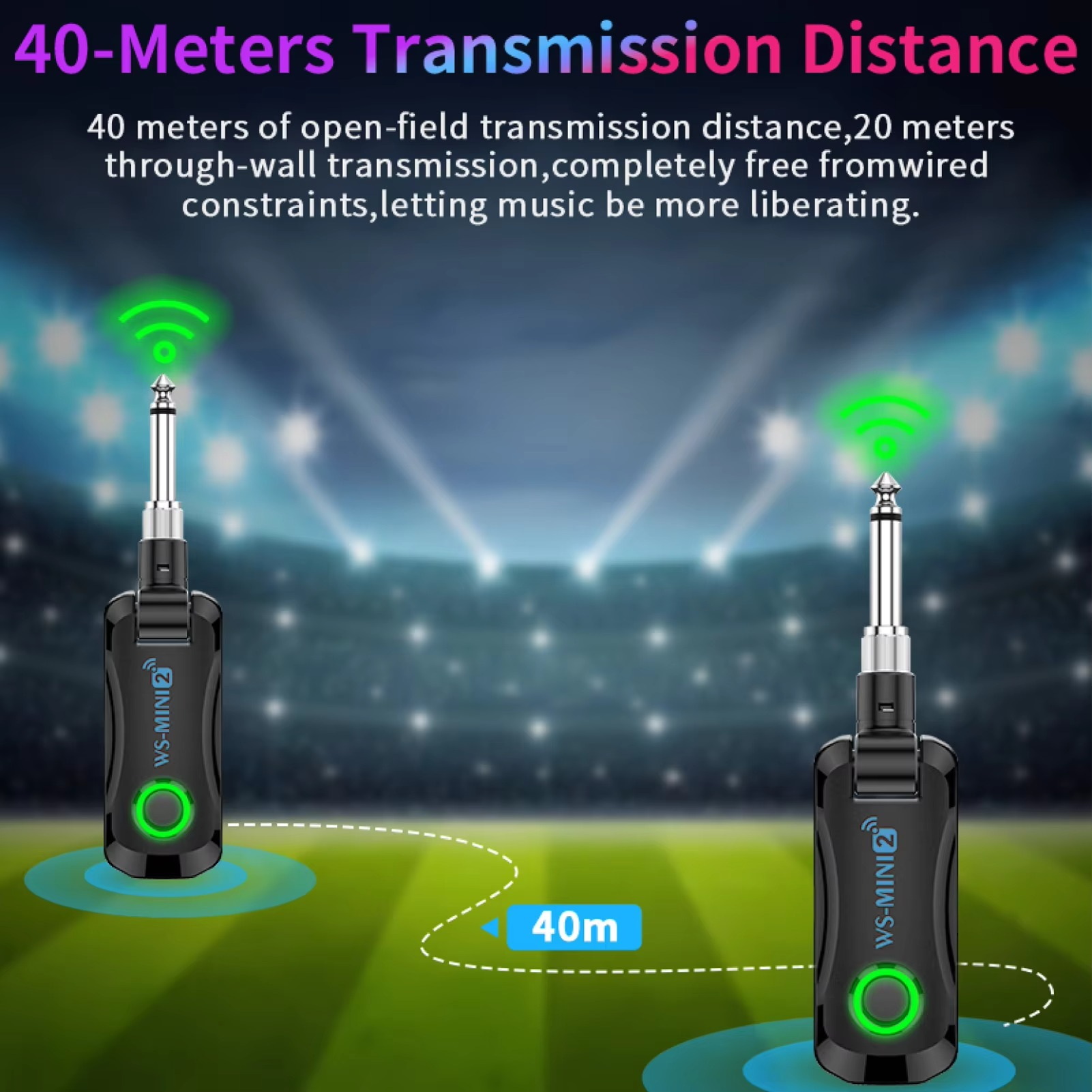 2.4G Wireless Guitar System Rechargeable Portable Transmitter Receiver Set with Charging Compartment Audio System for Electric