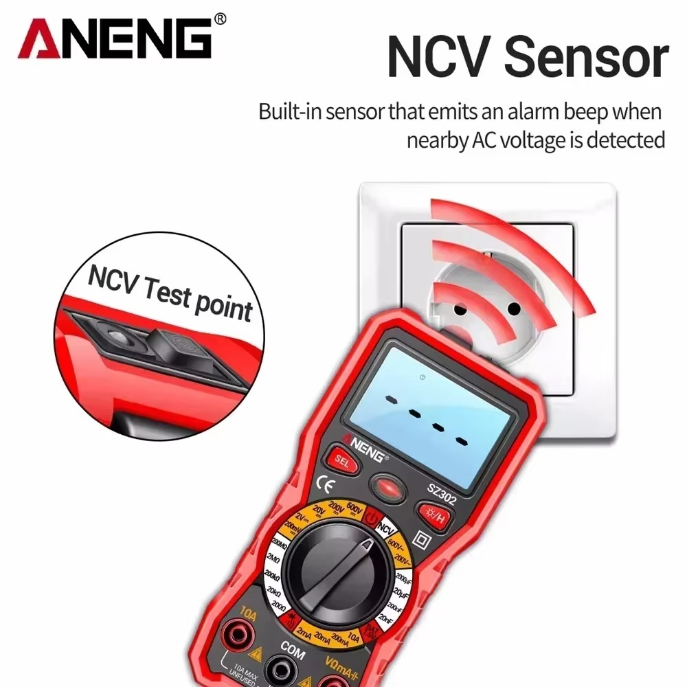 ANENG SZ302 Multimeter 2000 Count Digital AC/DC Votage Current Automatic Tester NCV Detector Resistance Ohm Ammeter Tester Tools