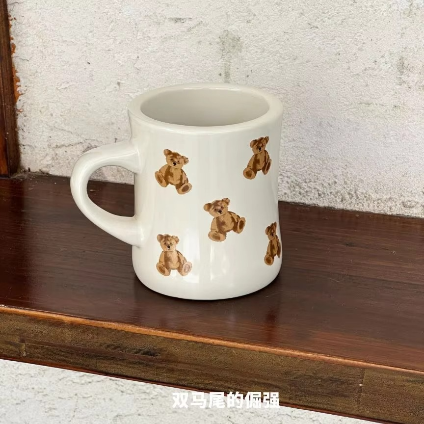 Thickened Cream White Mug Cute Bear Cartoon Ceramic Cup