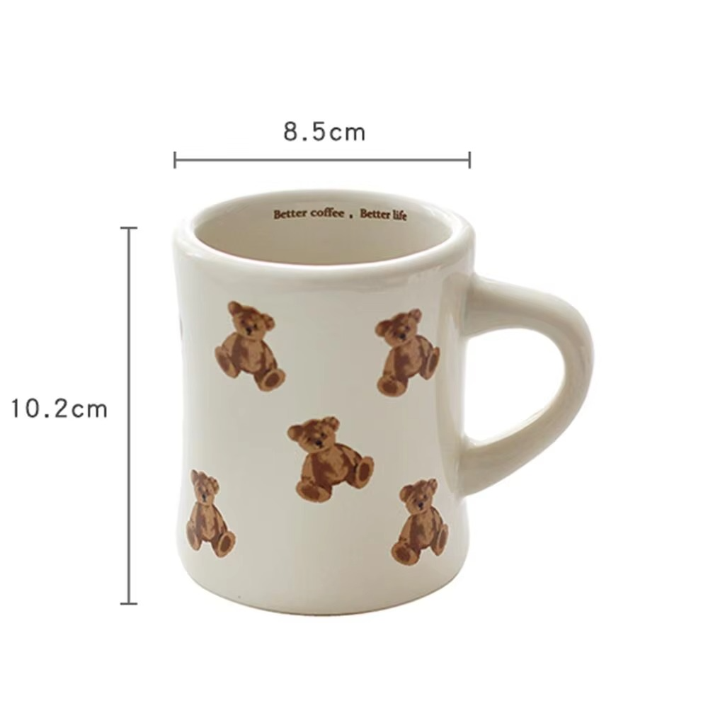 Thickened Cream White Mug Cute Bear Cartoon Ceramic Cup