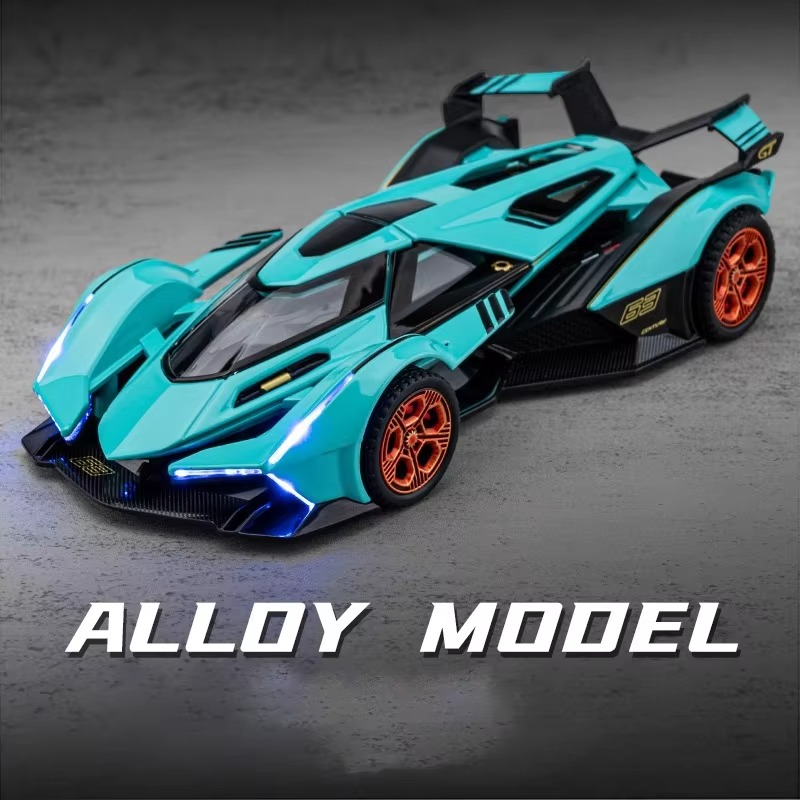 1:32 Lamborghini V12 Vision GT Gran Turismo Supercar Alloy Model Car Diecast Sound & Light Toys Children Vehicle Gifts For Kids