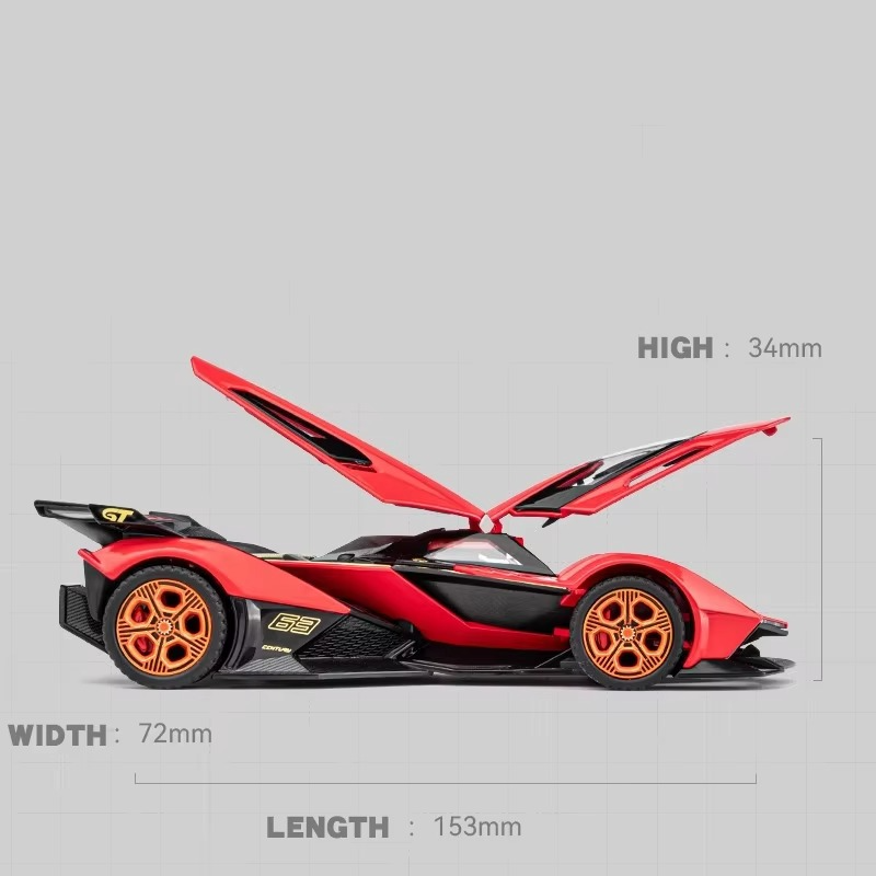 1:32 Lamborghini V12 Vision GT Gran Turismo Supercar Alloy Model Car Diecast Sound & Light Toys Children Vehicle Gifts For Kids