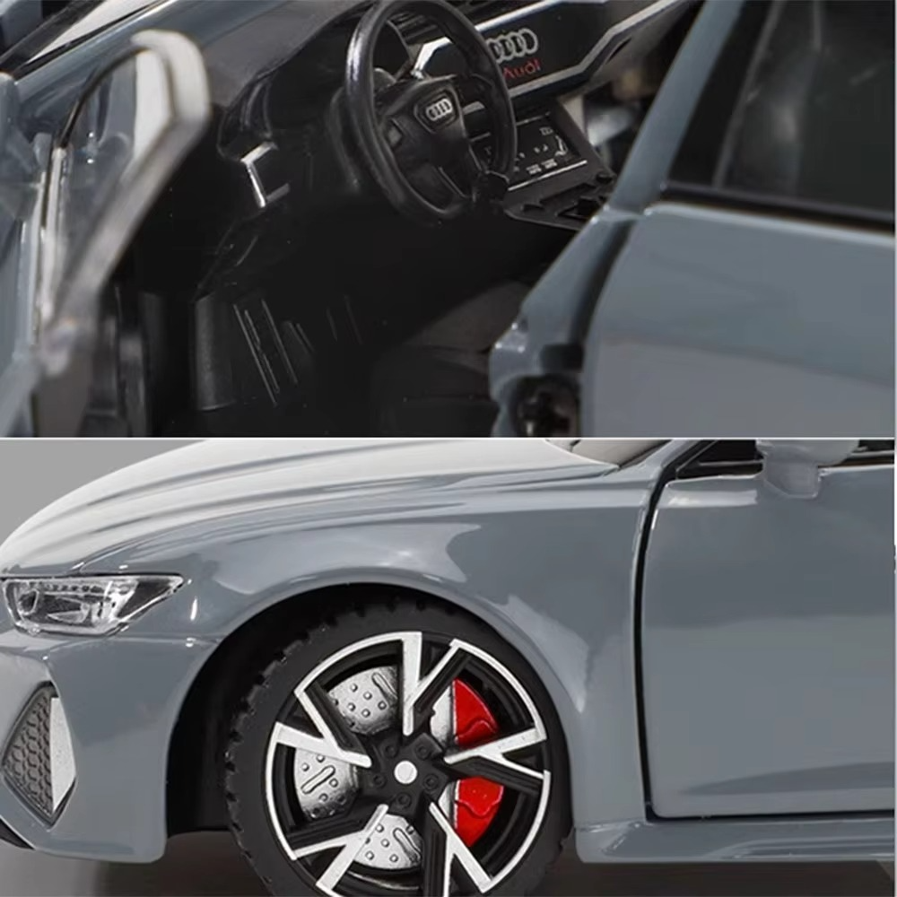 1:32 RS6 Toy Car Model With Sound And Light Doors Opened Alloy Diecast Model Vehicle Collection Toy for Boy Adult Festival Gift
