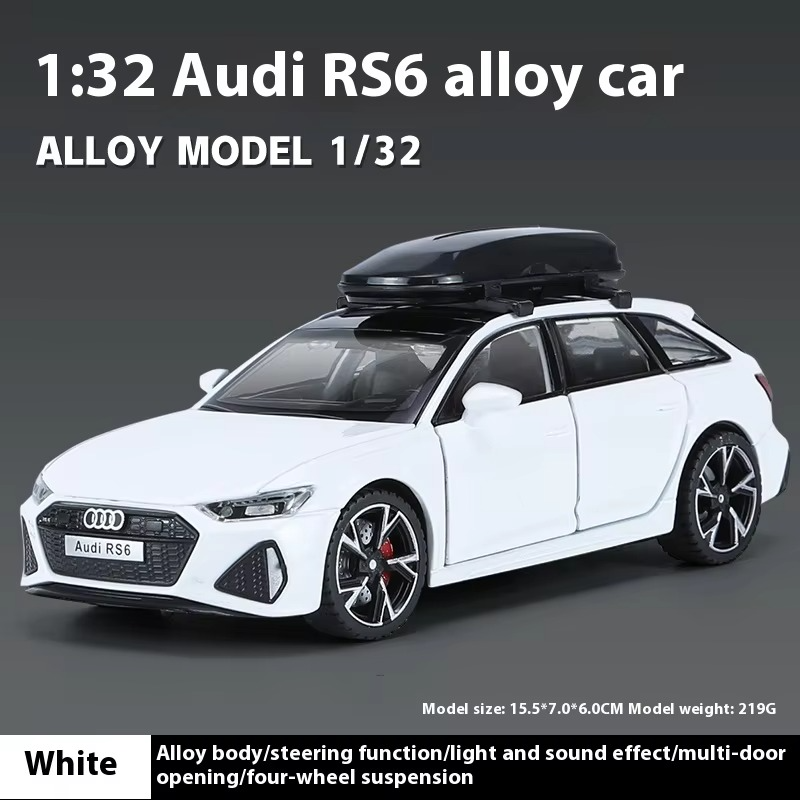1:32 RS6 Toy Car Model With Sound And Light Doors Opened Alloy Diecast Model Vehicle Collection Toy for Boy Adult Festival Gift