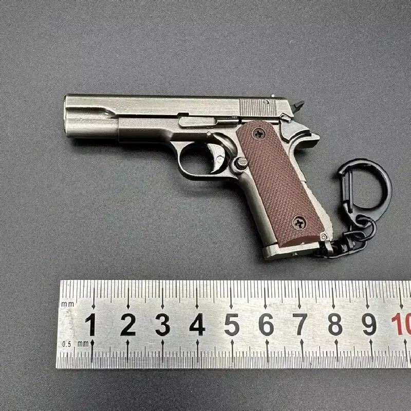 1: 3 Semi Alloy m1911 Pistol Shell Throwing Mini Metal Gun Models Detachable Toy Gun Ornament Pendant Fake Gun for Adult Gift