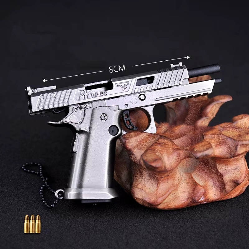 Metal Keychain with 1:3 Removable Handgun Model, Miniature Alloy Gun Keychains, Cool Collectible Toy Key Ring Gift