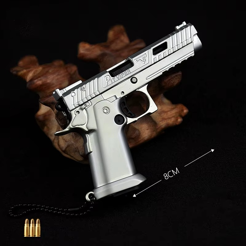 Metal Keychain with 1:3 Removable Handgun Model, Miniature Alloy Gun Keychains, Cool Collectible Toy Key Ring Gift