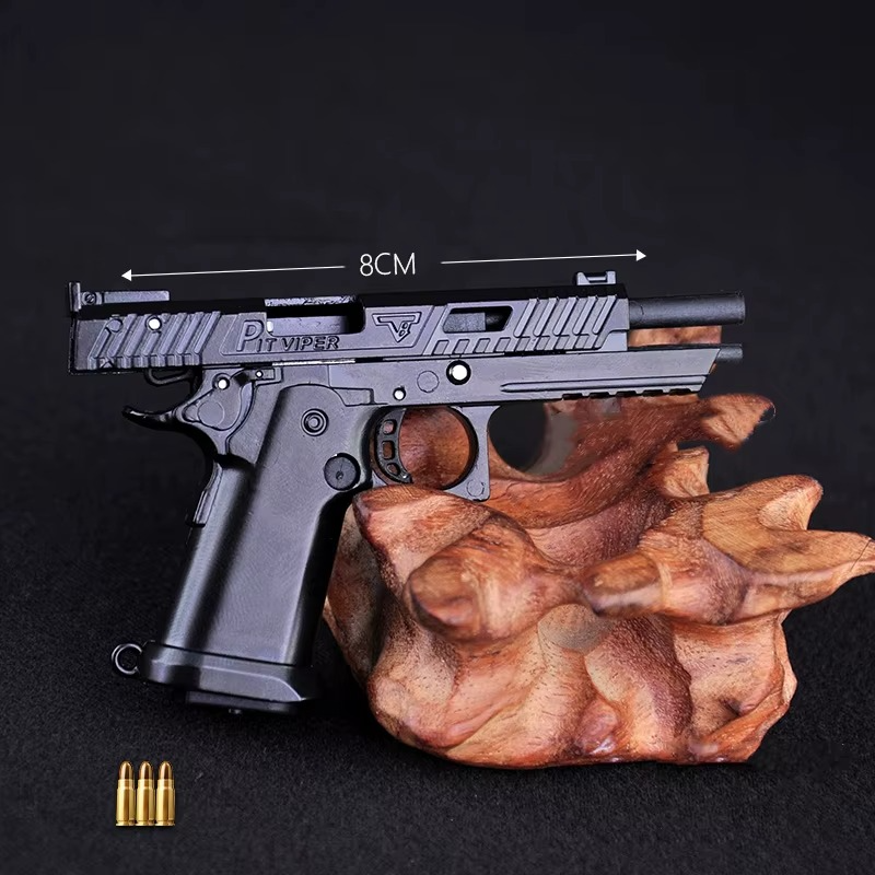 Metal Keychain with 1:3 Removable Handgun Model, Miniature Alloy Gun Keychains, Cool Collectible Toy Key Ring Gift