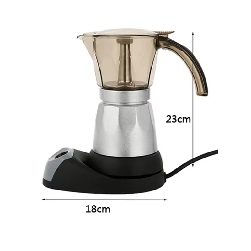Household 220v 300ml Electric Italian Top Moka Coffee Pot Percolators Tool Filter Cartridge Aluminium Electrical Espresso Maker