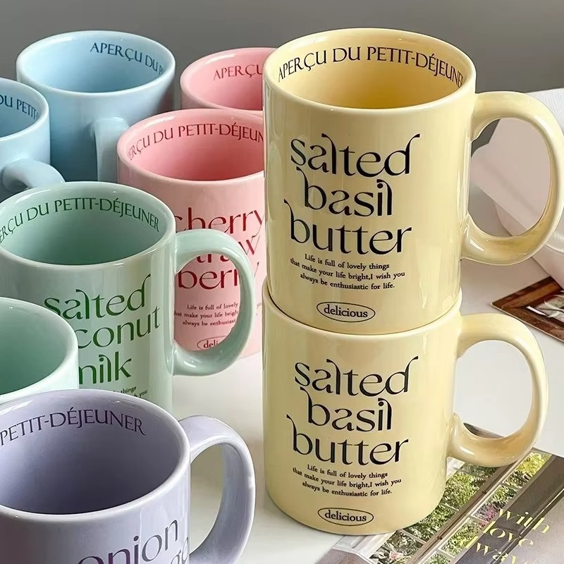300ml Ceramic Mugs Cups for Breakfast Milk Yogurt Cereal Coffee