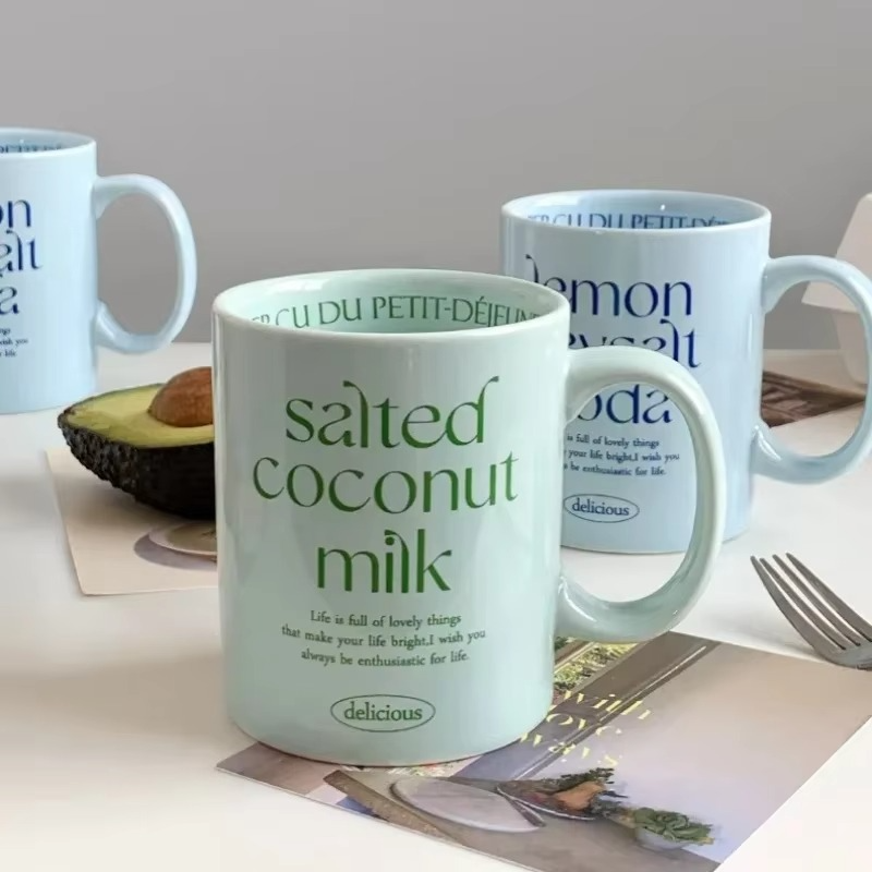 300ml Ceramic Mugs Cups for Breakfast Milk Yogurt Cereal Coffee