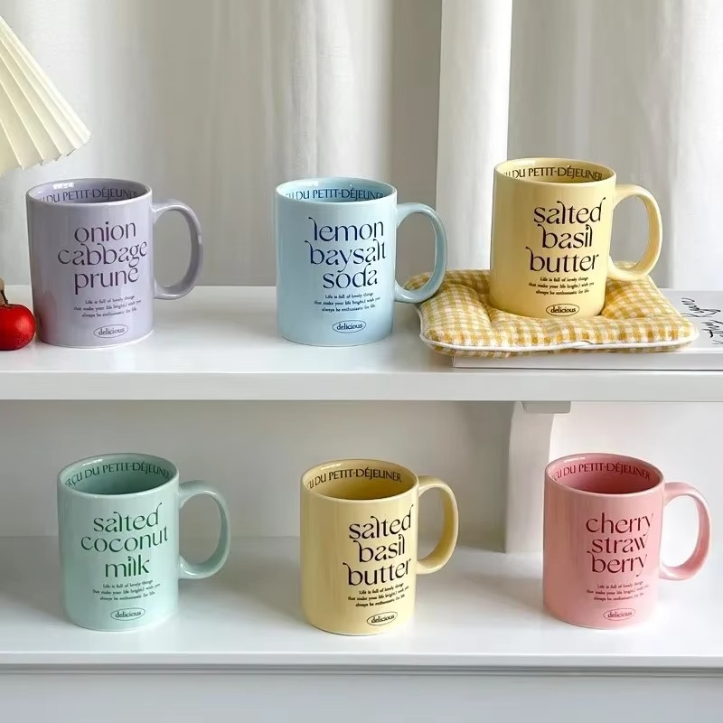 300ml Ceramic Mugs Cups for Breakfast Milk Yogurt Cereal Coffee