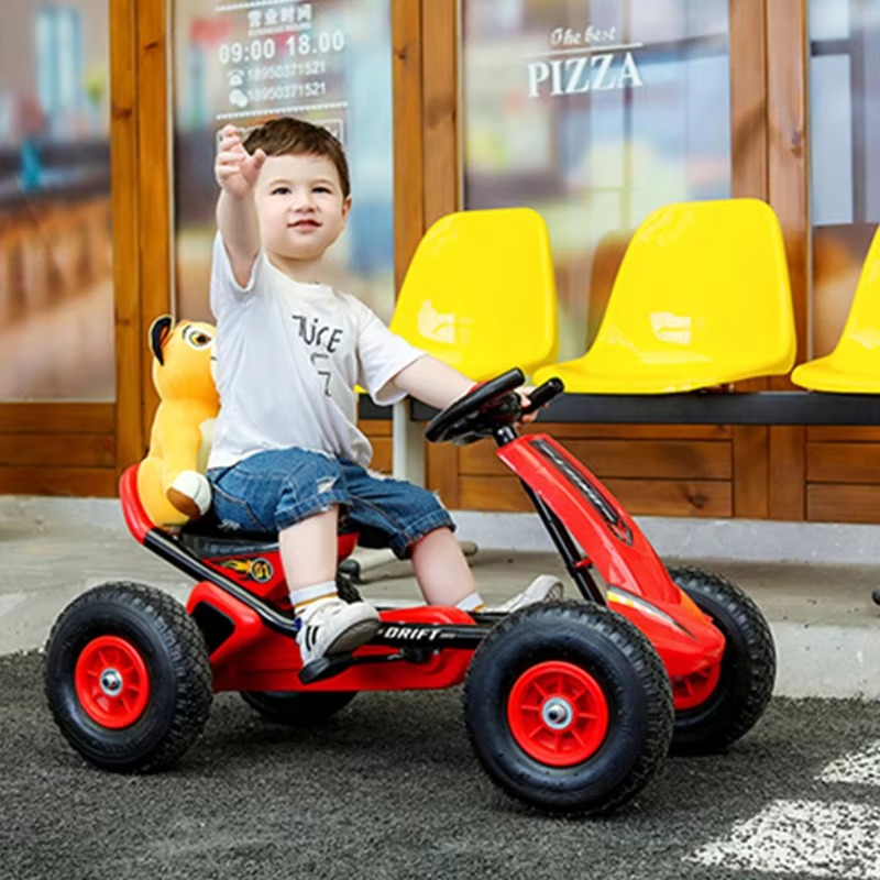 LazyChild Foldable Go Kart 4 Wheel Pedal Ride On Adjustable Seat Ride On Pedal Toy Car For Kids 2-8 Years Karting Dropshipping