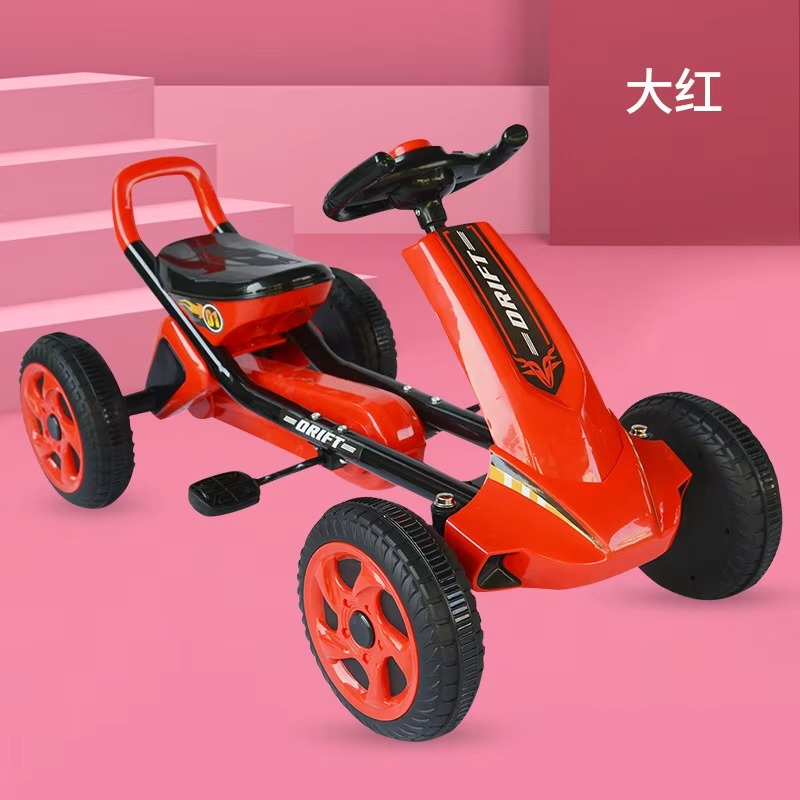 LazyChild Foldable Go Kart 4 Wheel Pedal Ride On Adjustable Seat Ride On Pedal Toy Car For Kids 2-8 Years Karting Dropshipping