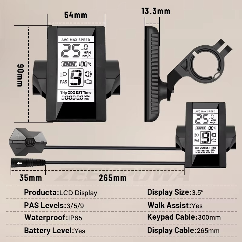 EBike LCD Display C965 0-9 PSA for BAFANG BBS01B BBS02B BBSHD Mid Drive Motor Bicycle Ebike Computer UART Conversion Kit