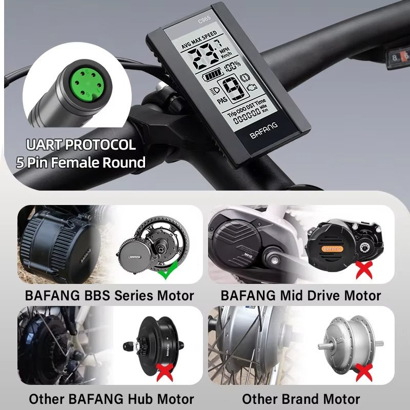 EBike LCD Display C965 0-9 PSA for BAFANG BBS01B BBS02B BBSHD Mid Drive Motor Bicycle Ebike Computer UART Conversion Kit