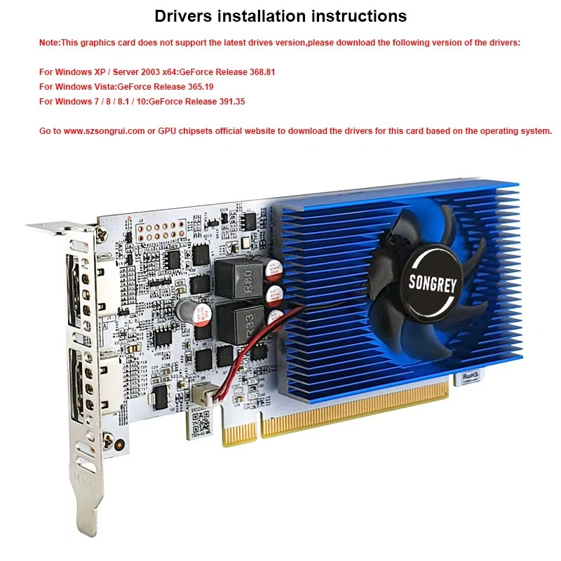 SONGREY GT730 4GB Graphics Card 1080P Low Profile GPU DDR3 2HDMI 2 Monitor Display PCI-E2.0 16X ,Computer GPU,1Year Warranty