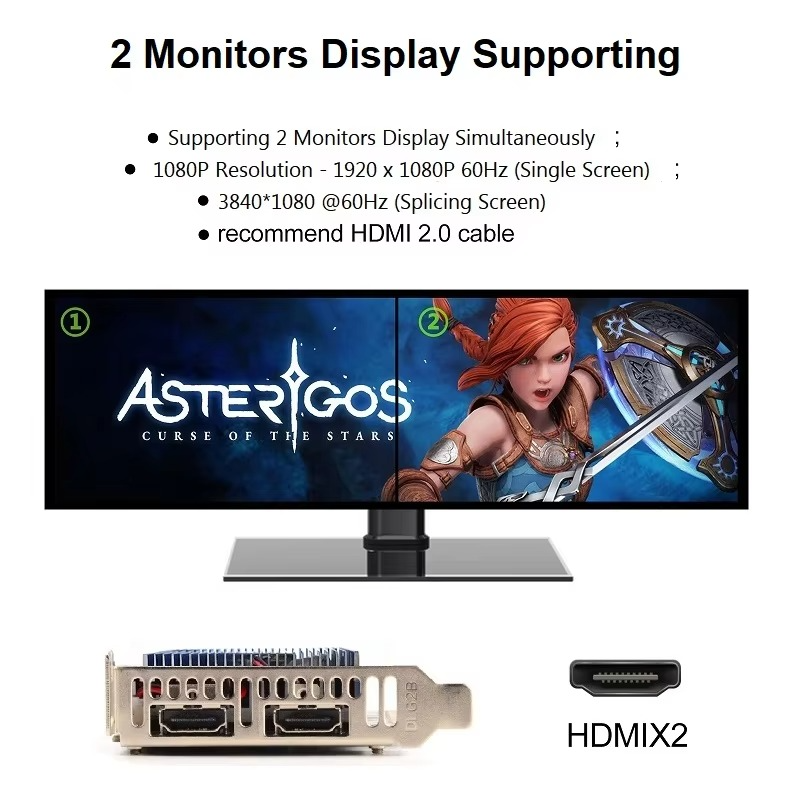 SONGREY GT730 4GB Graphics Card 1080P Low Profile GPU DDR3 2HDMI 2 Monitor Display PCI-E2.0 16X ,Computer GPU,1Year Warranty
