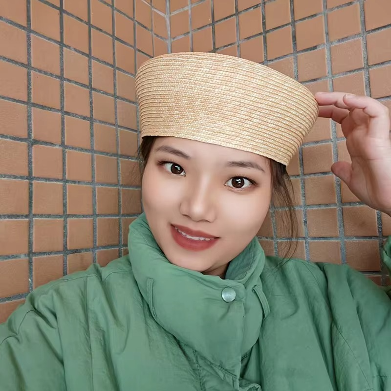 French Beret Hat Women Straw Cap Summer Woven Sun Hat Church Derby Party Hostesses Pillbox Hat Millinery Fascinator Base