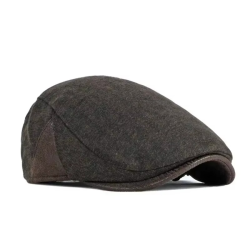 Thicken Woolen Beret Men Hat Autumn Winter Warmer Duckbill Newsboy Cap Herringbone Middle-aged Men's Flat Peaked Caps For Dad