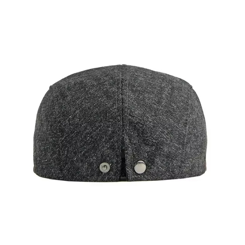 Thicken Woolen Beret Men Hat Autumn Winter Warmer Duckbill Newsboy Cap Herringbone Middle-aged Men's Flat Peaked Caps For Dad