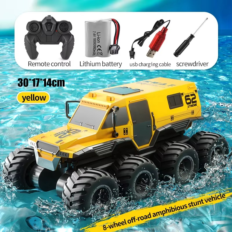 JJRC Q137 8x8 2.4G Remote Control Car 8wd Off-road Amphibious Stunt Vehicle 8-Wheel Speed Racing Truck Waterproof Crawler Toys