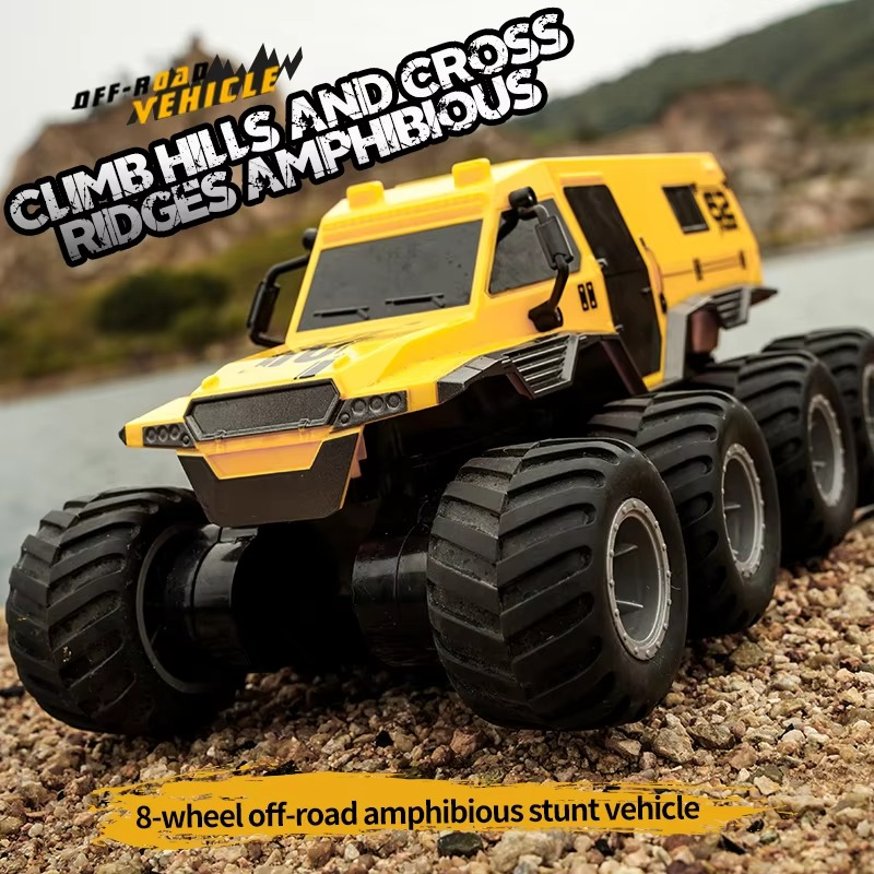 JJRC Q137 8x8 2.4G Remote Control Car 8wd Off-road Amphibious Stunt Vehicle 8-Wheel Speed Racing Truck Waterproof Crawler Toys