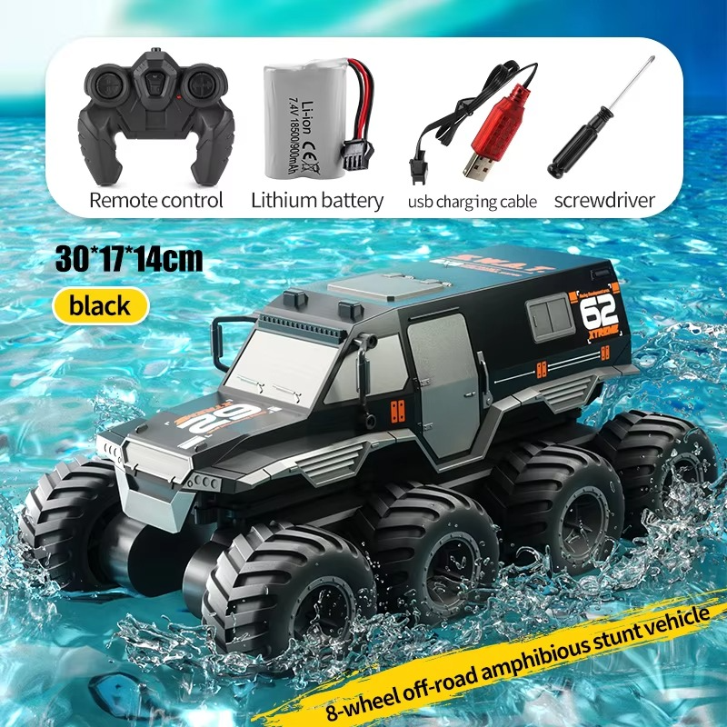 JJRC Q137 8x8 2.4G Remote Control Car 8wd Off-road Amphibious Stunt Vehicle 8-Wheel Speed Racing Truck Waterproof Crawler Toys