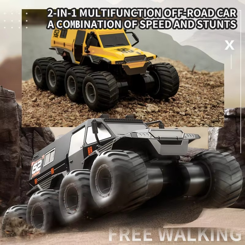 JJRC Q137 8x8 2.4G Remote Control Car 8wd Off-road Amphibious Stunt Vehicle 8-Wheel Speed Racing Truck Waterproof Crawler Toys