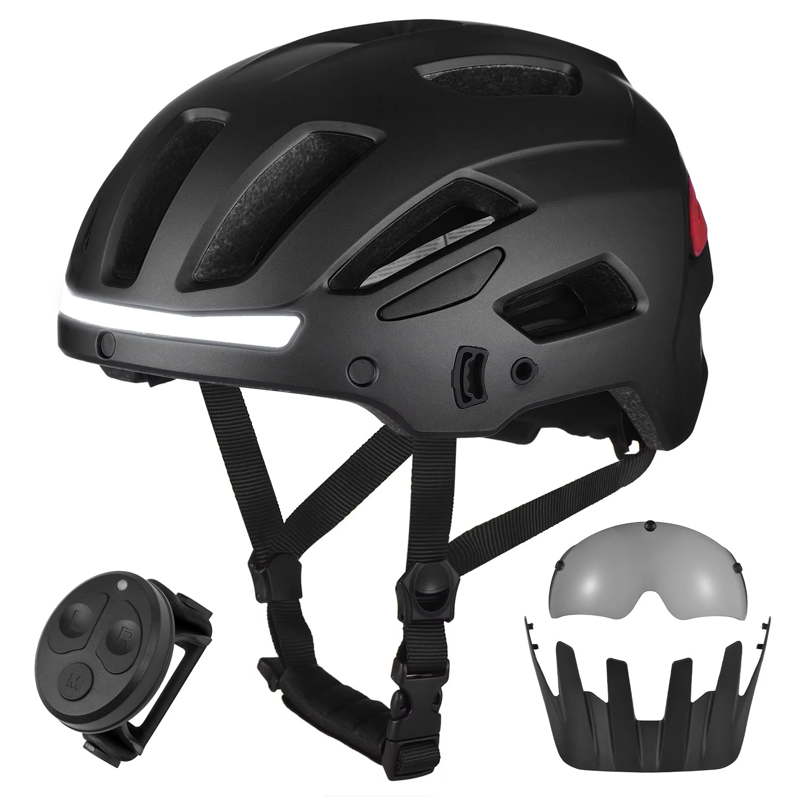 Bike Helmet Adult Men Mountain Bike Helmet With Remote Control Rechargble Light For Night Riding Multifunctional Turn Helmet